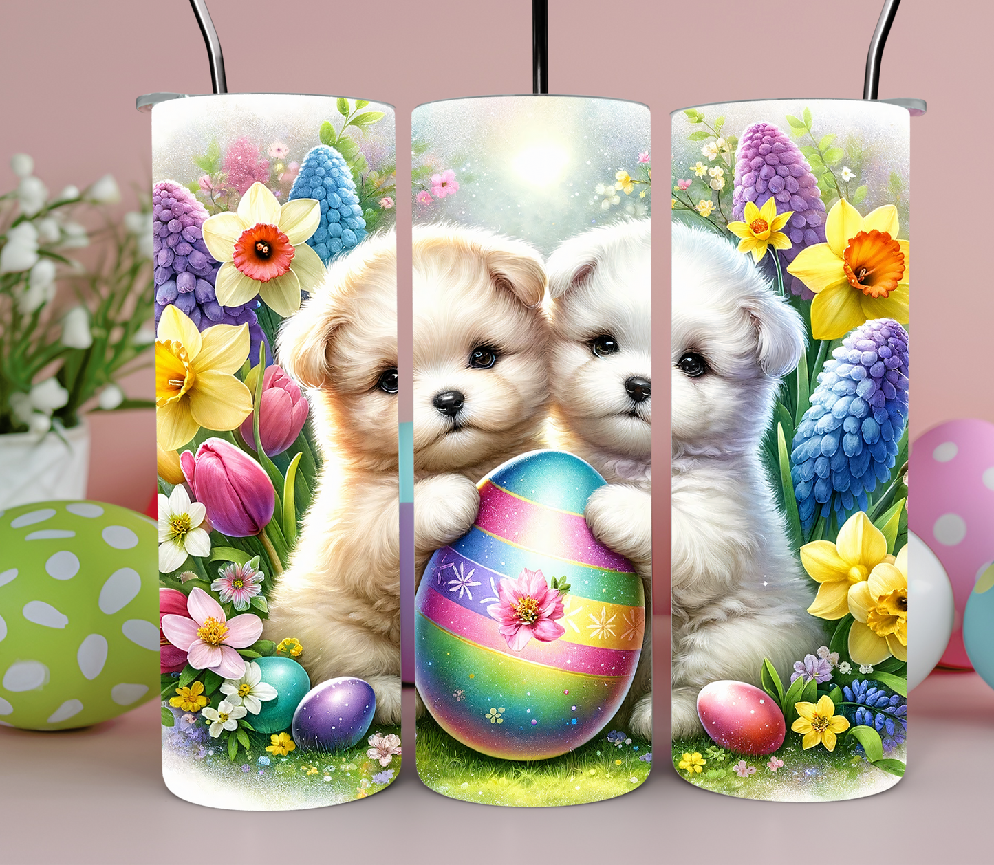 A Collection of A Variety of Easter Themed 20oz Sublimation Tumblers