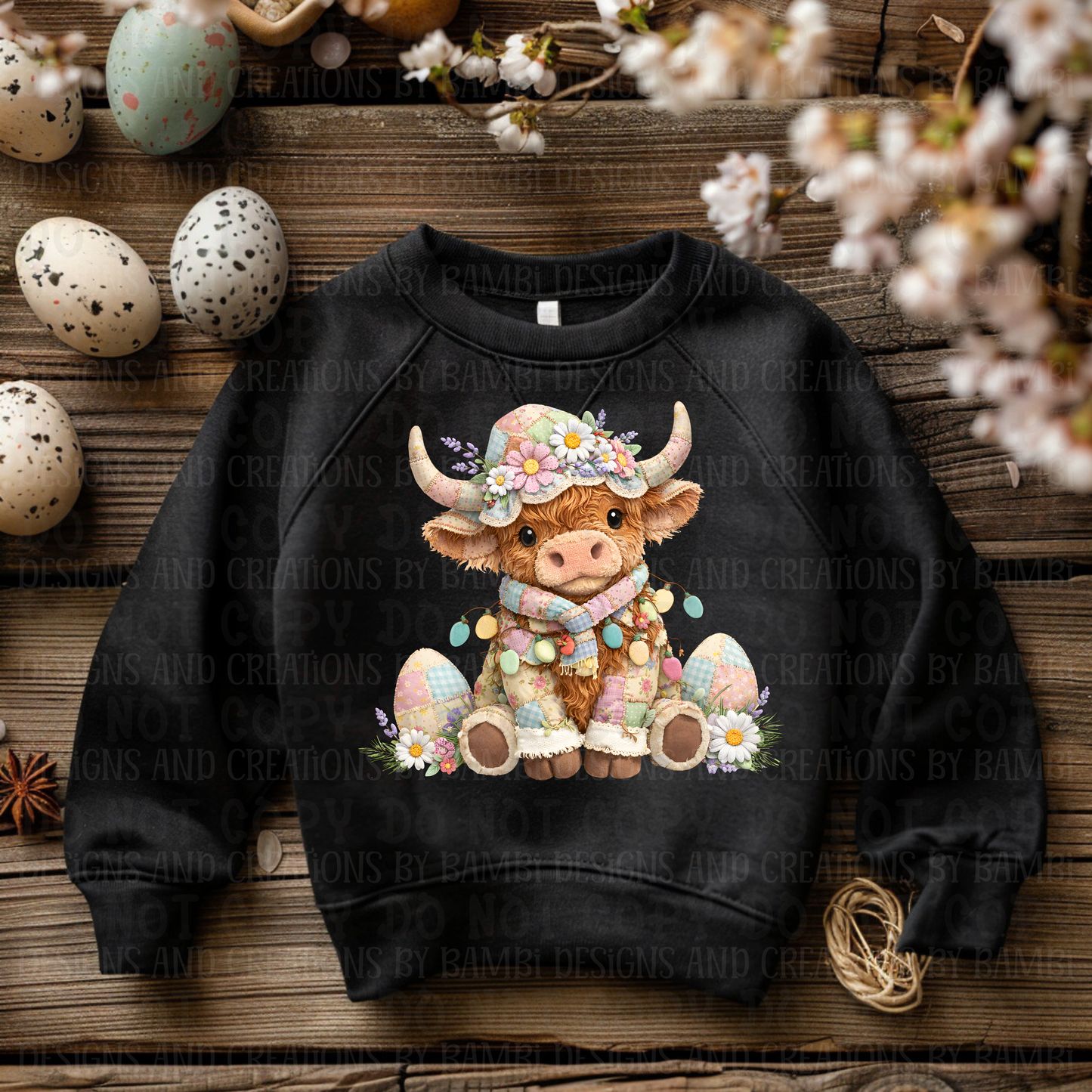 Easter Faux Yarn Highland Cow