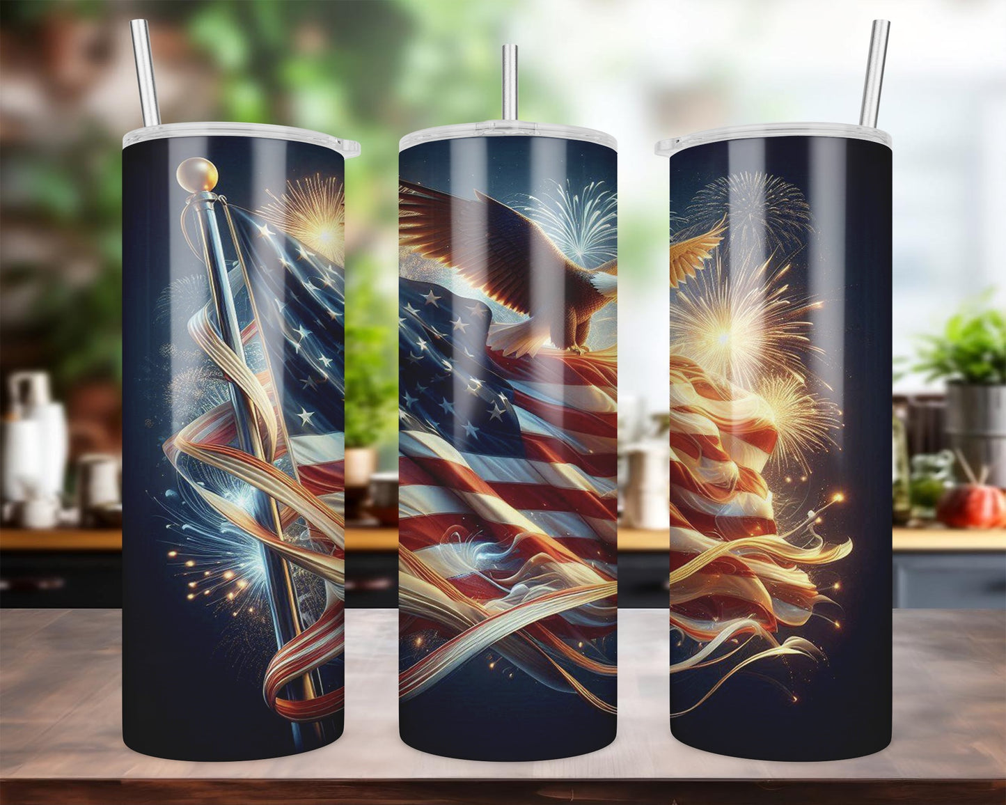 Eagle Flag in Sky 20 oz Skinny Sublimation Tumbler
