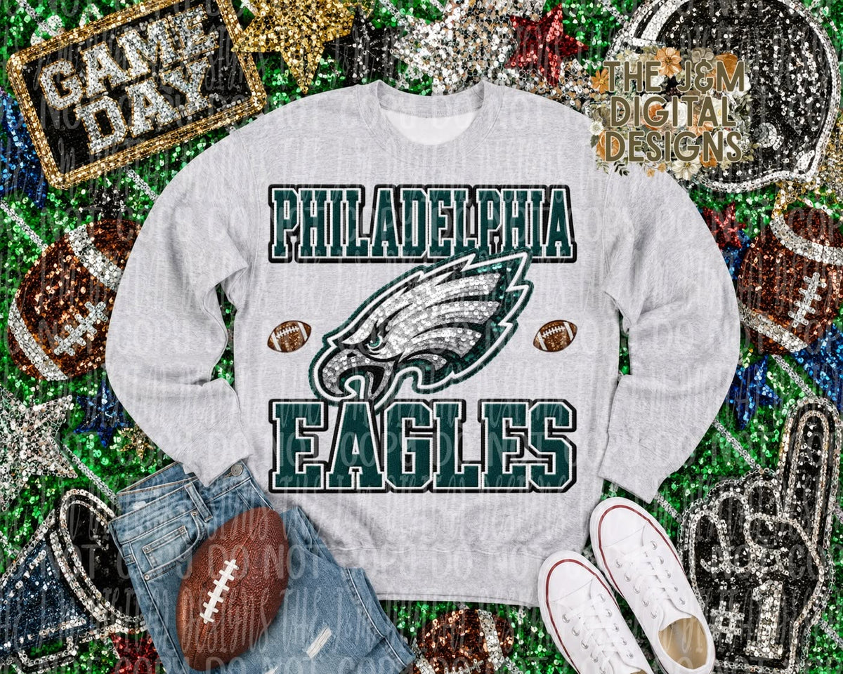 Faux Sequin Eagles with Large Logo