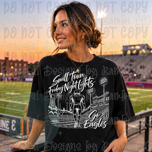 Halftone Friday Night Lights Football Player (Personalized with Number) Local School Collection