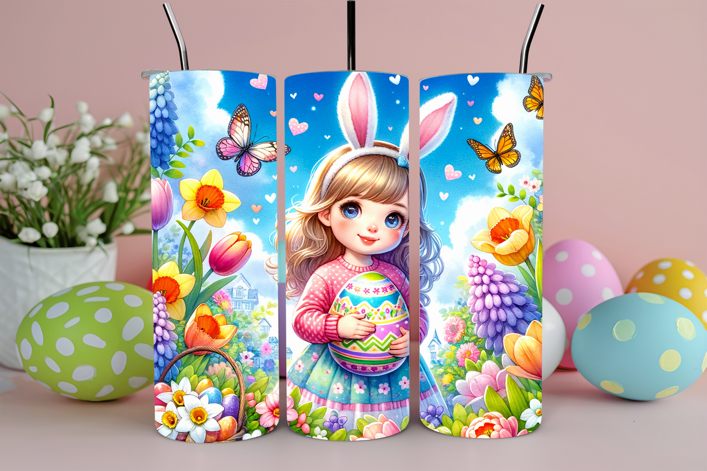 A Collection of A Variety of Easter Themed 20oz Sublimation Tumblers
