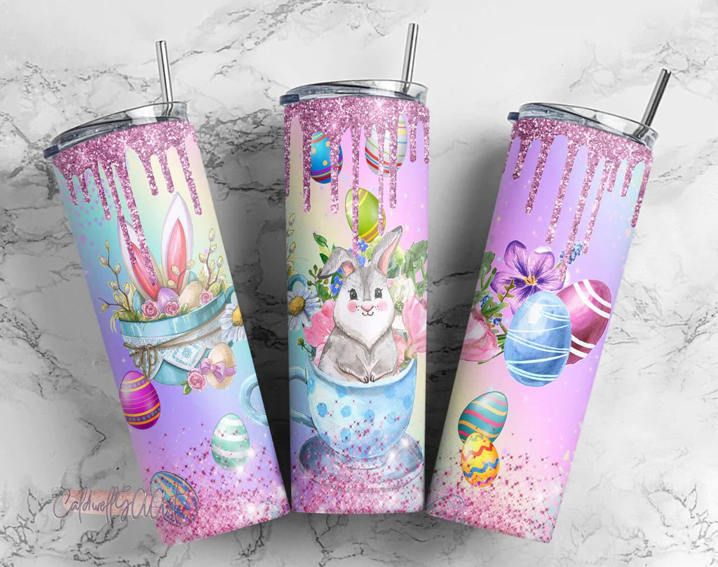 Easter Bunny with Eggs 20 oz Skinny Sublimation Tumbler
