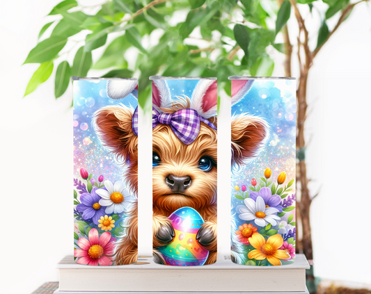 Adorable Highland Cow and Easter 20oz Sublimation Tumbler