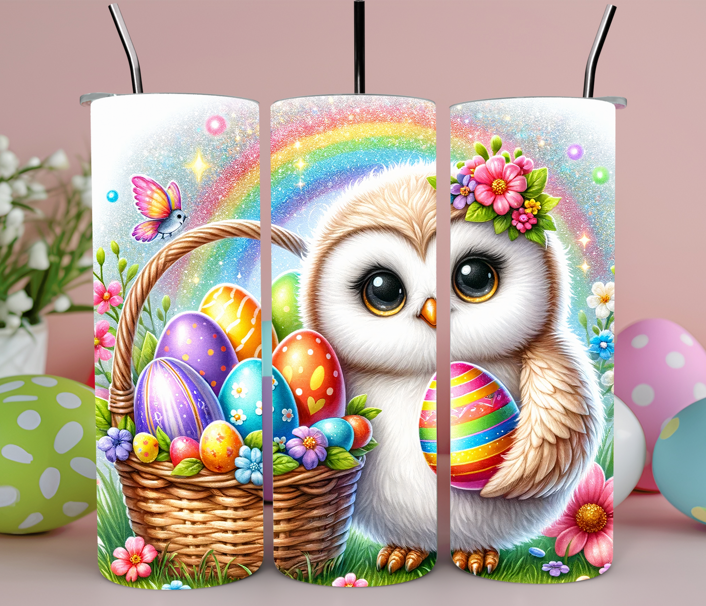 A Collection of A Variety of Easter Themed 20oz Sublimation Tumblers