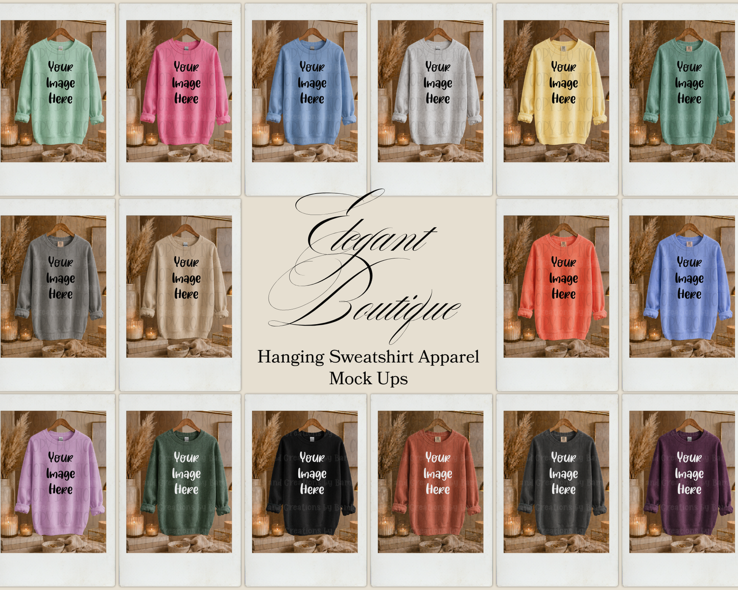 Elegant Boutique Hanging Sweatshirt Apparel Mock Ups (Gildan Brand)