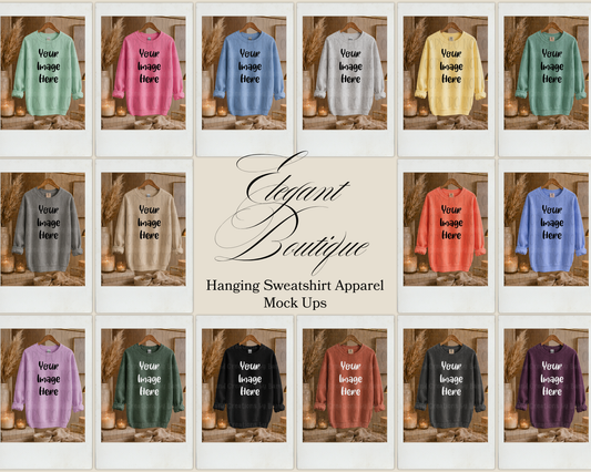 Elegant Boutique Hanging Sweatshirt Apparel Mock Ups (Gildan Brand)