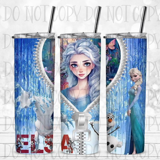Elsa Zipper 20 oz Skinny Sublimation Tumbler
