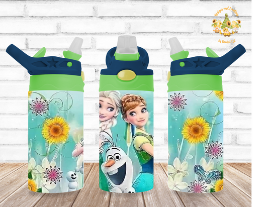 Elsa and Anna in Springtime 12oz Flip Top Sublimation Tumbler