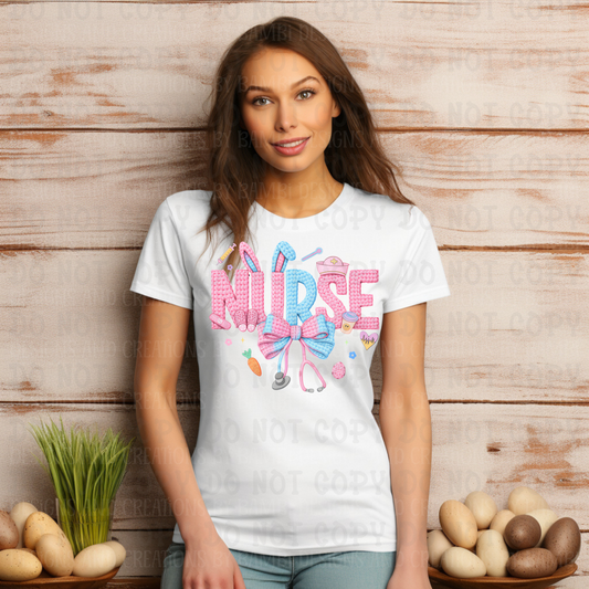 Faux Yarn Pink Blue Easter Nurse
