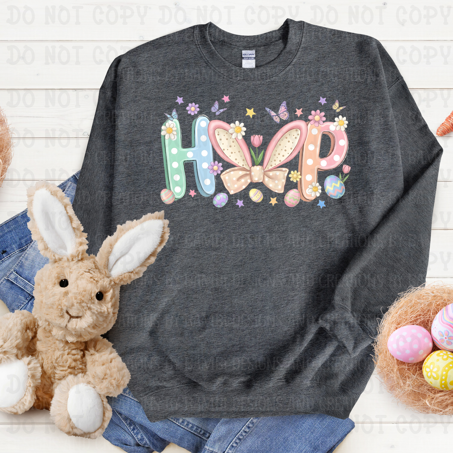 Faux Embroidery Pastel Hop with Bunny Ears