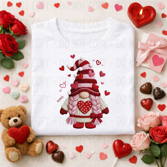 Faux Yarn Girl Valentine Gnome