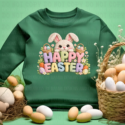 Faux Yarn Peep A Boo Happy Easter