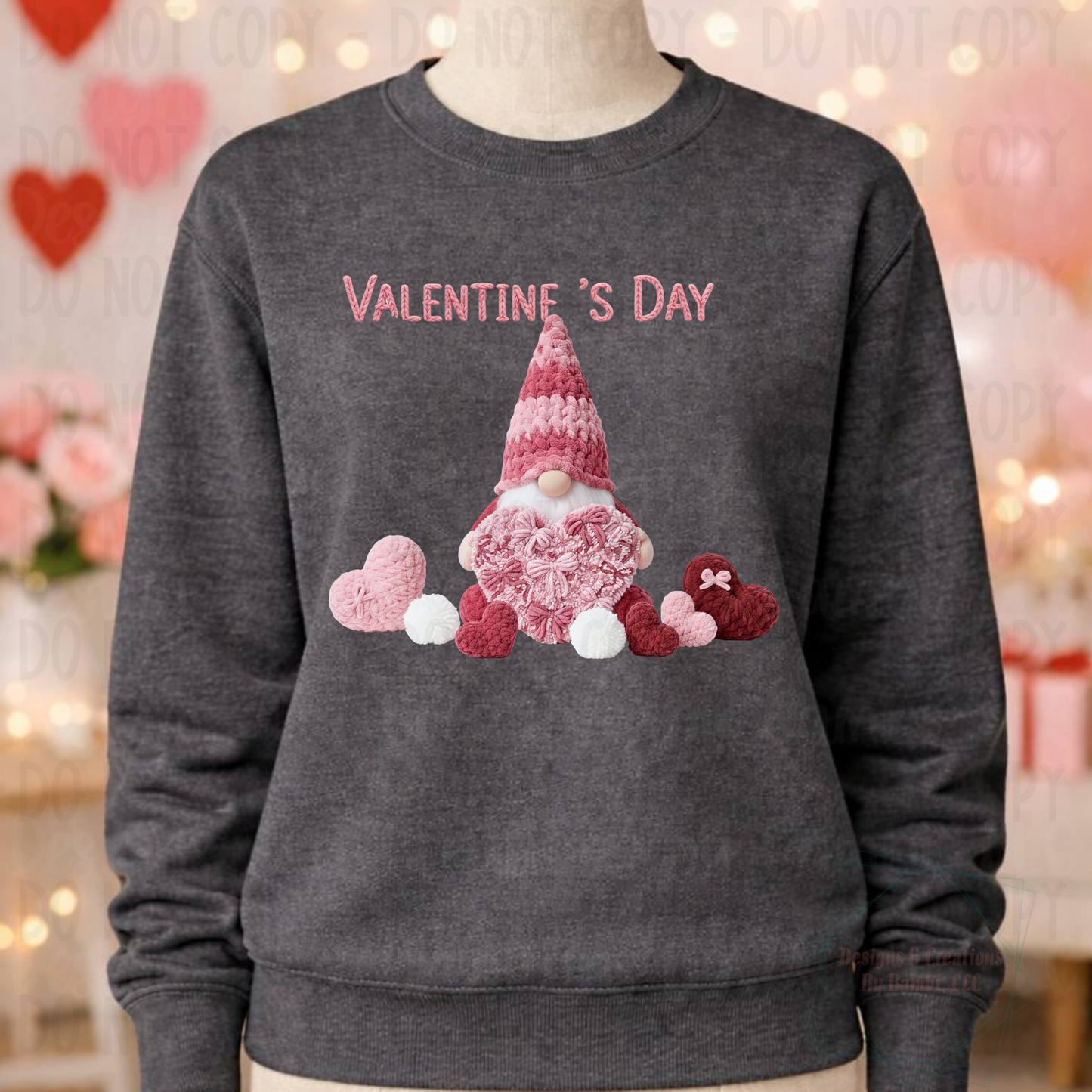 Faux Yarn Gnome and Hearts
