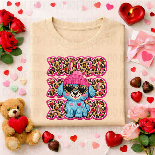 Faux Yarn XOXO Blue Dog Valentine