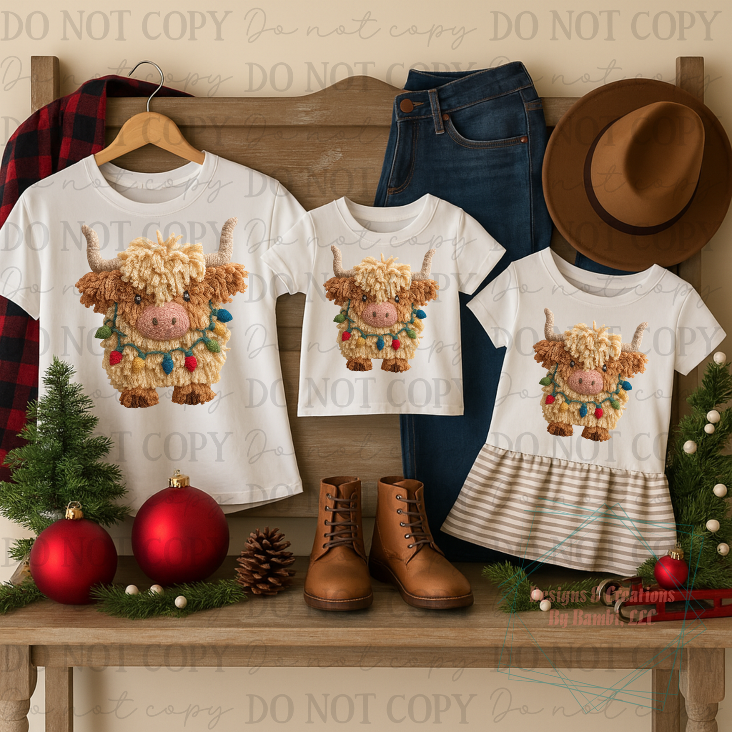 Faux Yarn Shaggy Christmas Highland Cow