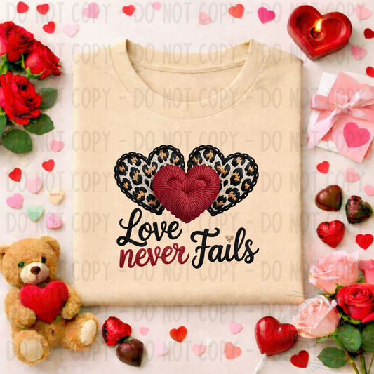 Faux Yarn Trio of Hearts Leopard Valentine