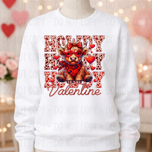Faux Yarn Howdy Valentine Highland Cow