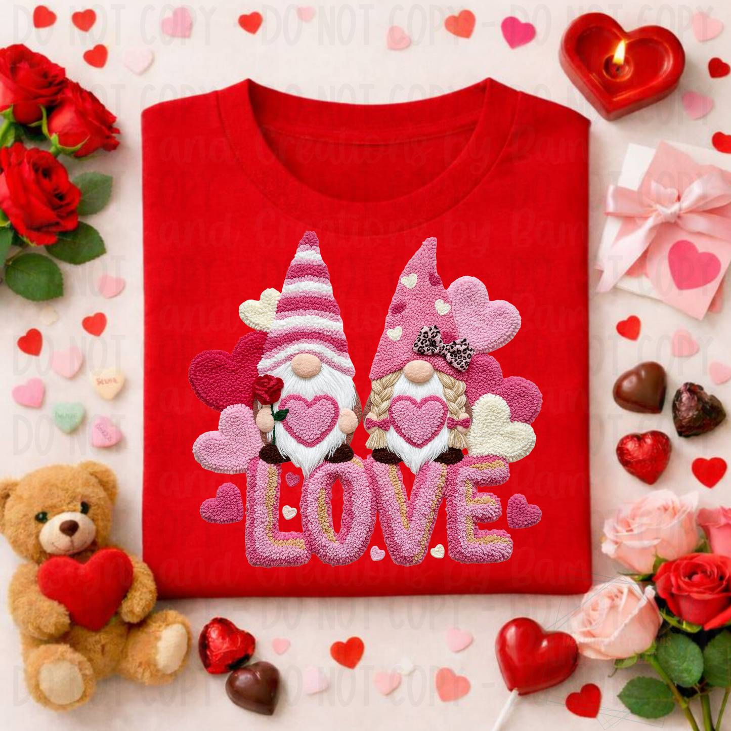 Faux Yarn Pink Love and Gnomes