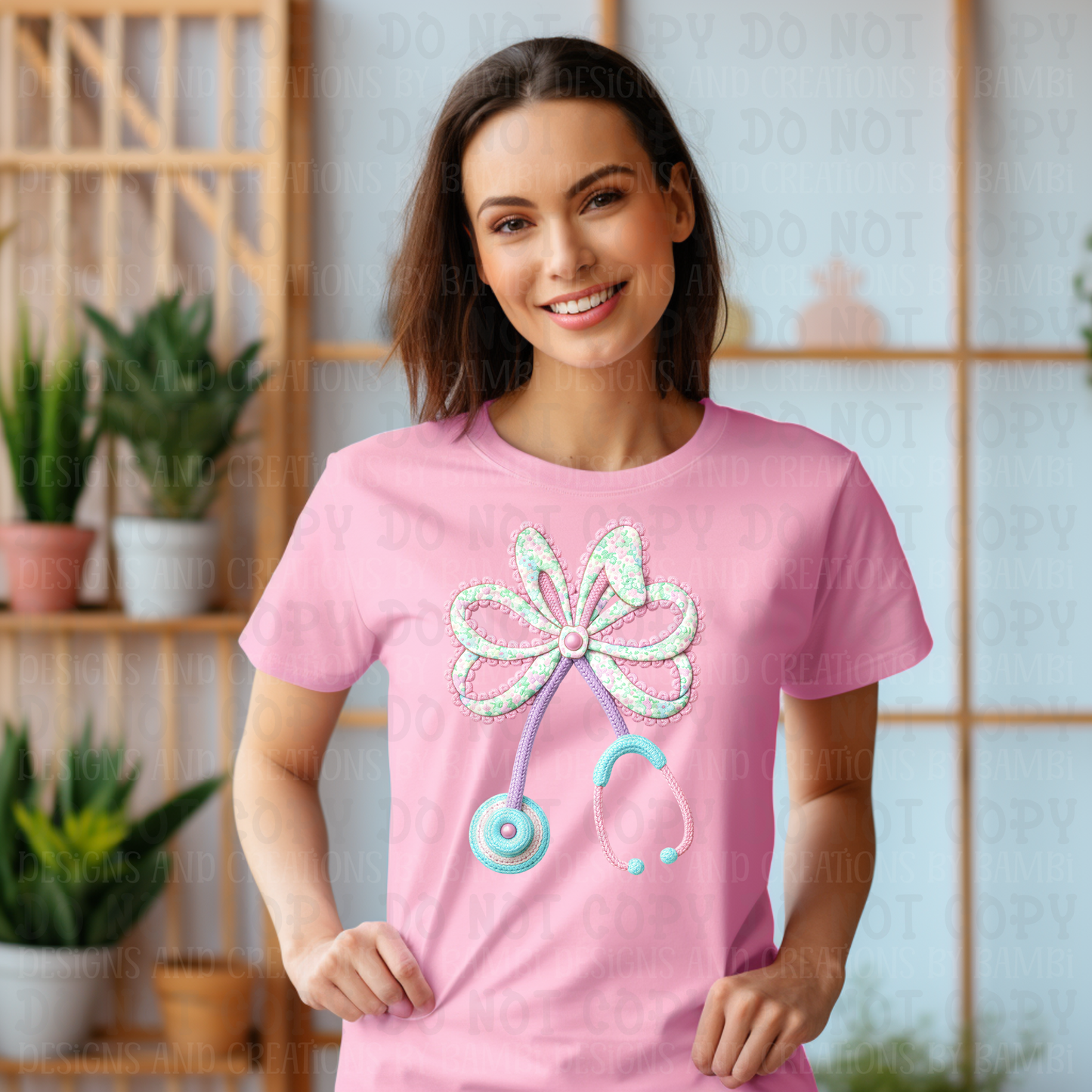 Faux Yarn-Embroidery Easter Pastel Stethoscope