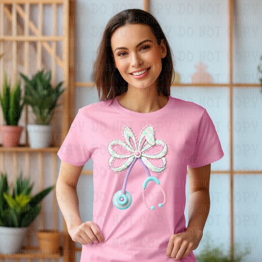 Faux Yarn-Embroidery Easter Pastel Stethoscope