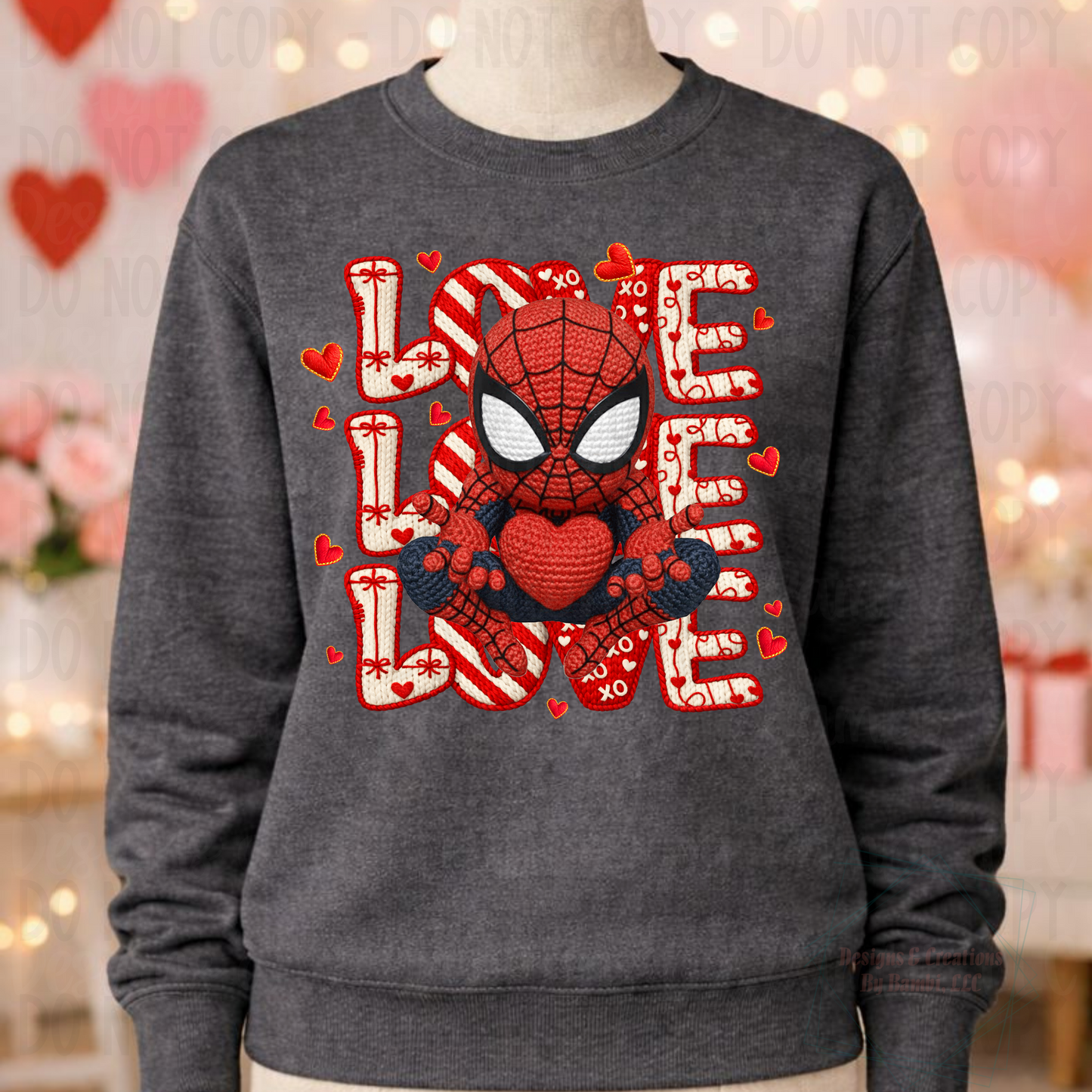 Faux Yarn Love Valentine Spiderman