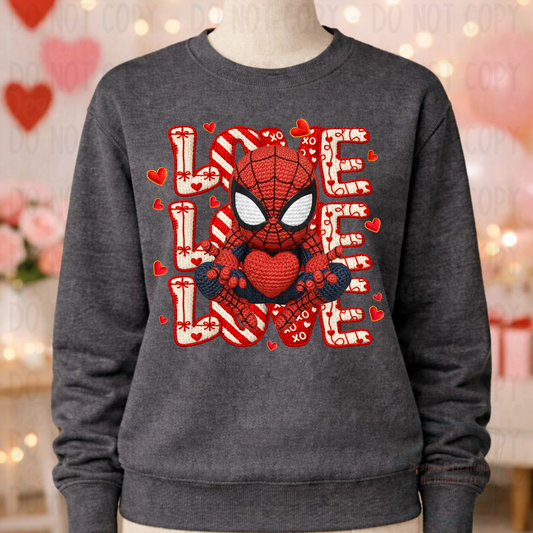 Faux Yarn Love Valentine Spiderman