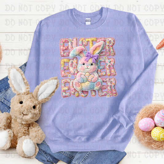 Faux Yarn-Embroidery Easter Stacked with Pastel Bunny