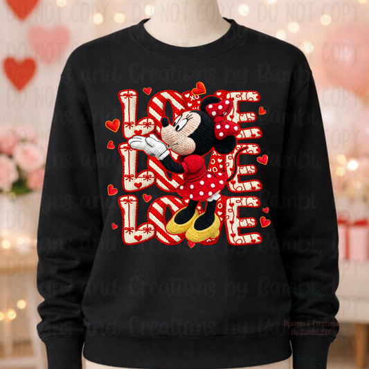 Faux Yarn Valentine Disney Mouse Girl