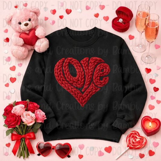 Faux Crochet Love Red Valentine