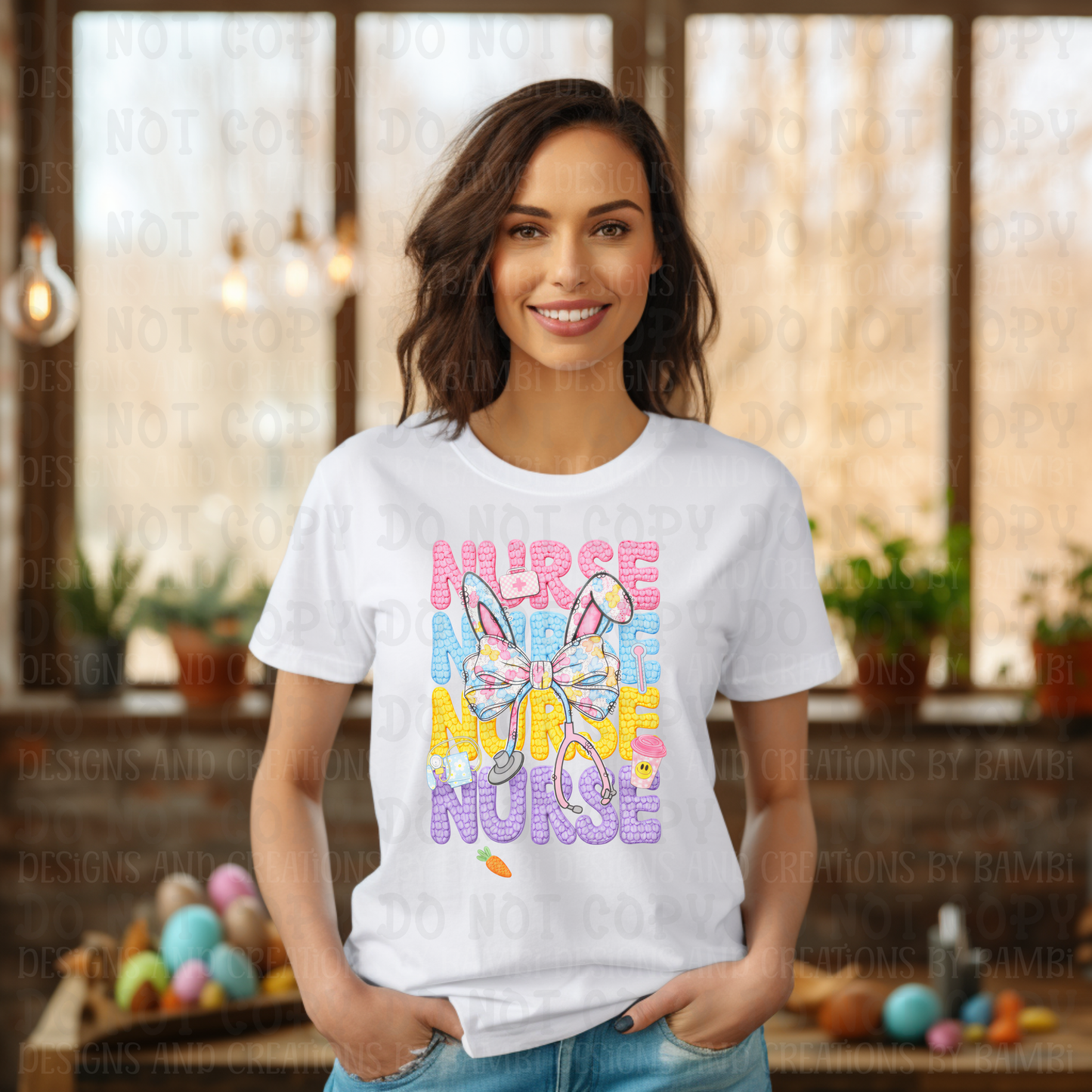 Faux Crochet Stacked Nurse Pastel Easter