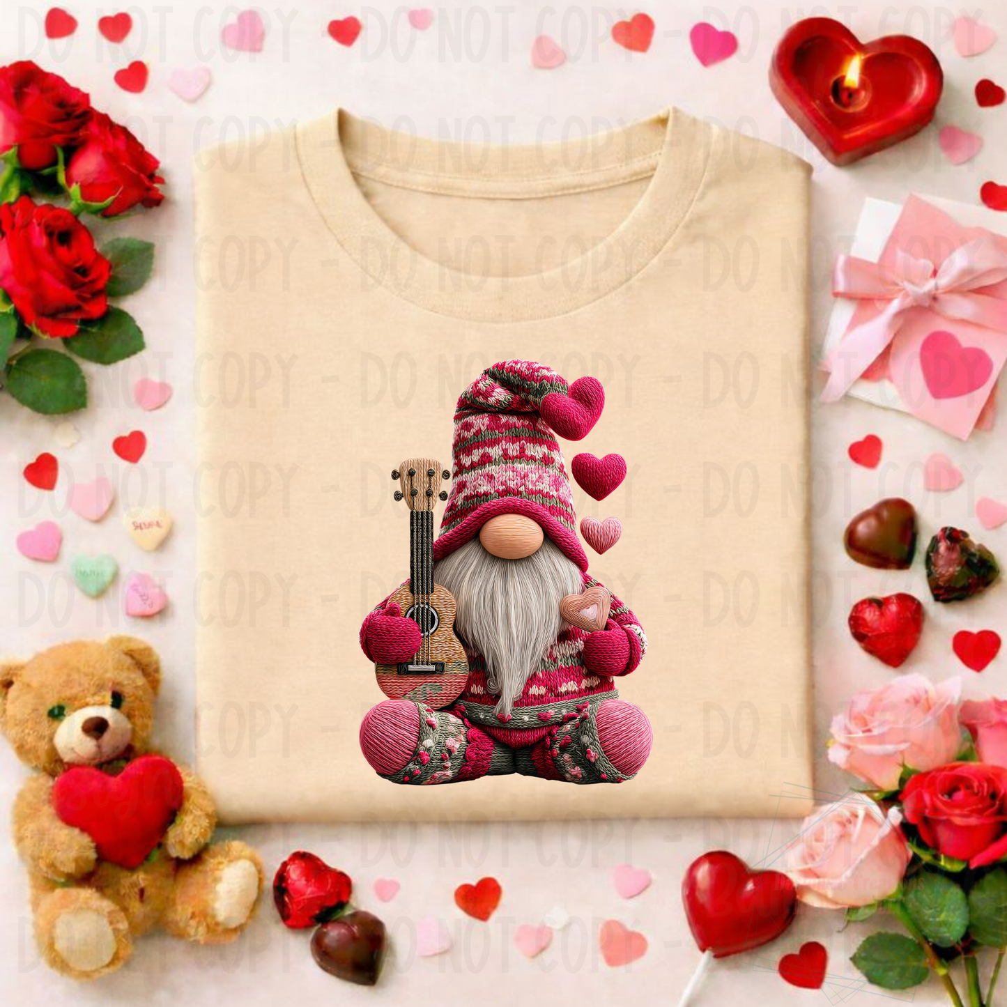 Faux Crochet Valentine Gnome with Guitar
