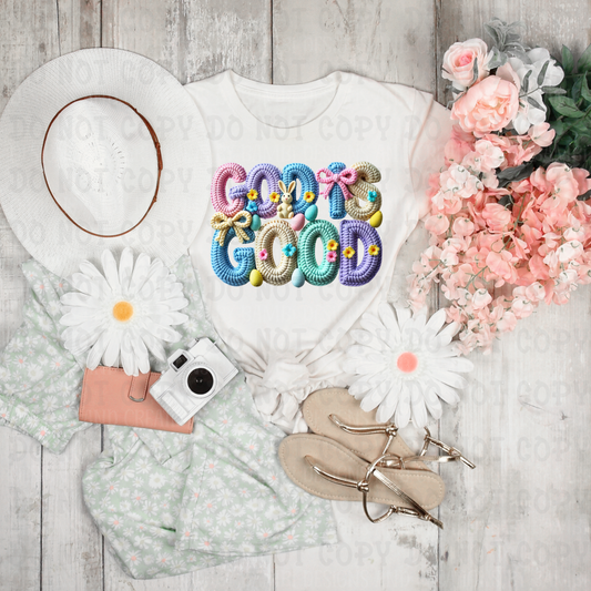 Faux Embroidery God Is Good with Eggs