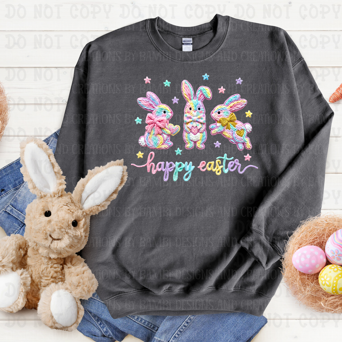Faux Felt Playful Bunnies