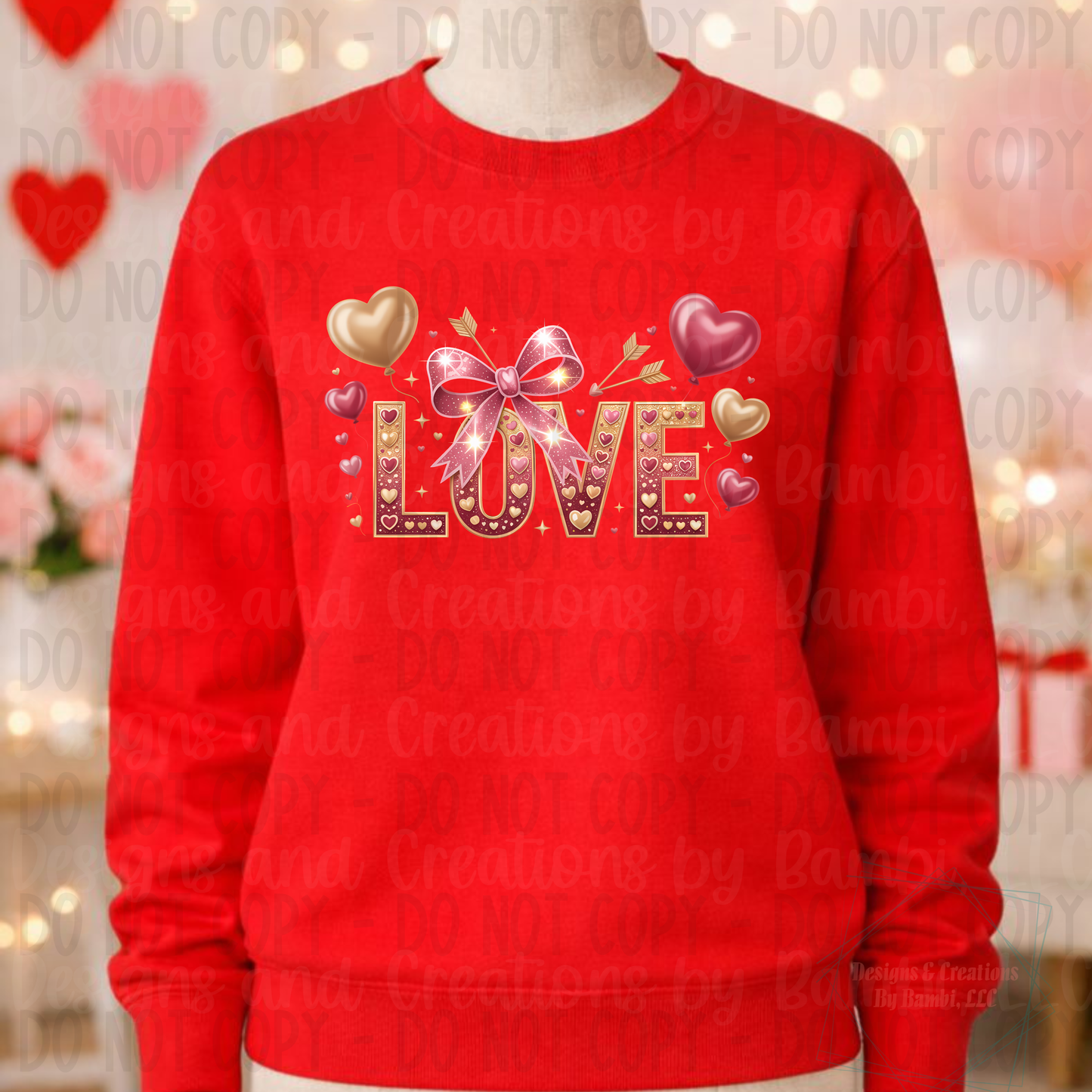 Faux Glitter Gold and Pink Valentine Love