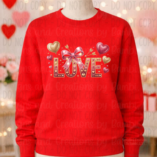 Faux Glitter Gold and Pink Valentine Love