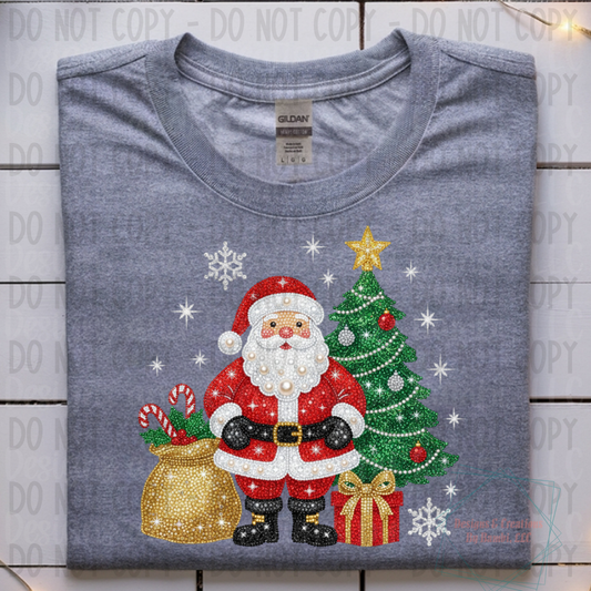 Faux Glitter Santa with Tree
