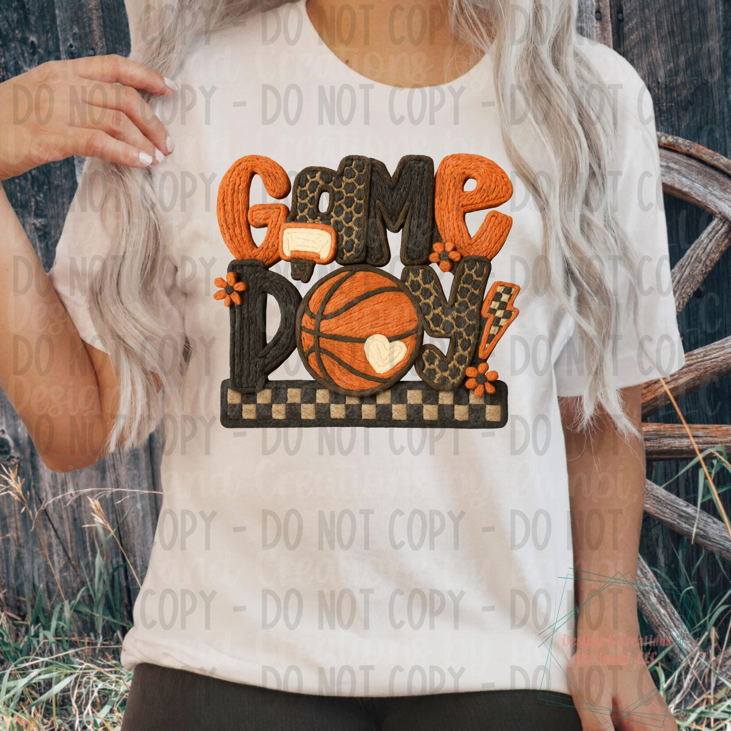 Faux Knit Game Day with Leopard (Basketball)