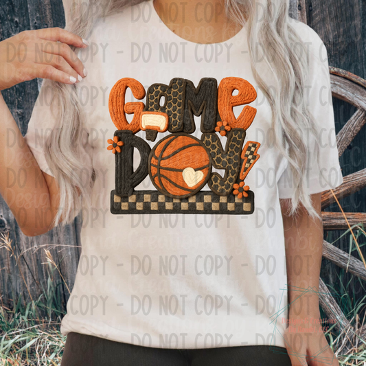 Faux Knit Game Day with Leopard (Basketball)