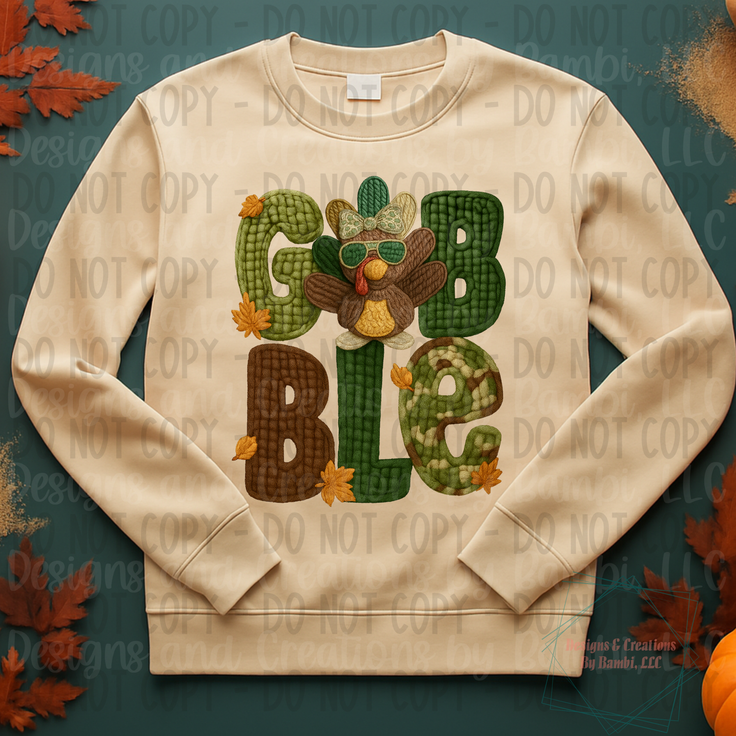 Faux Knit Yarn Gobble Girl Green