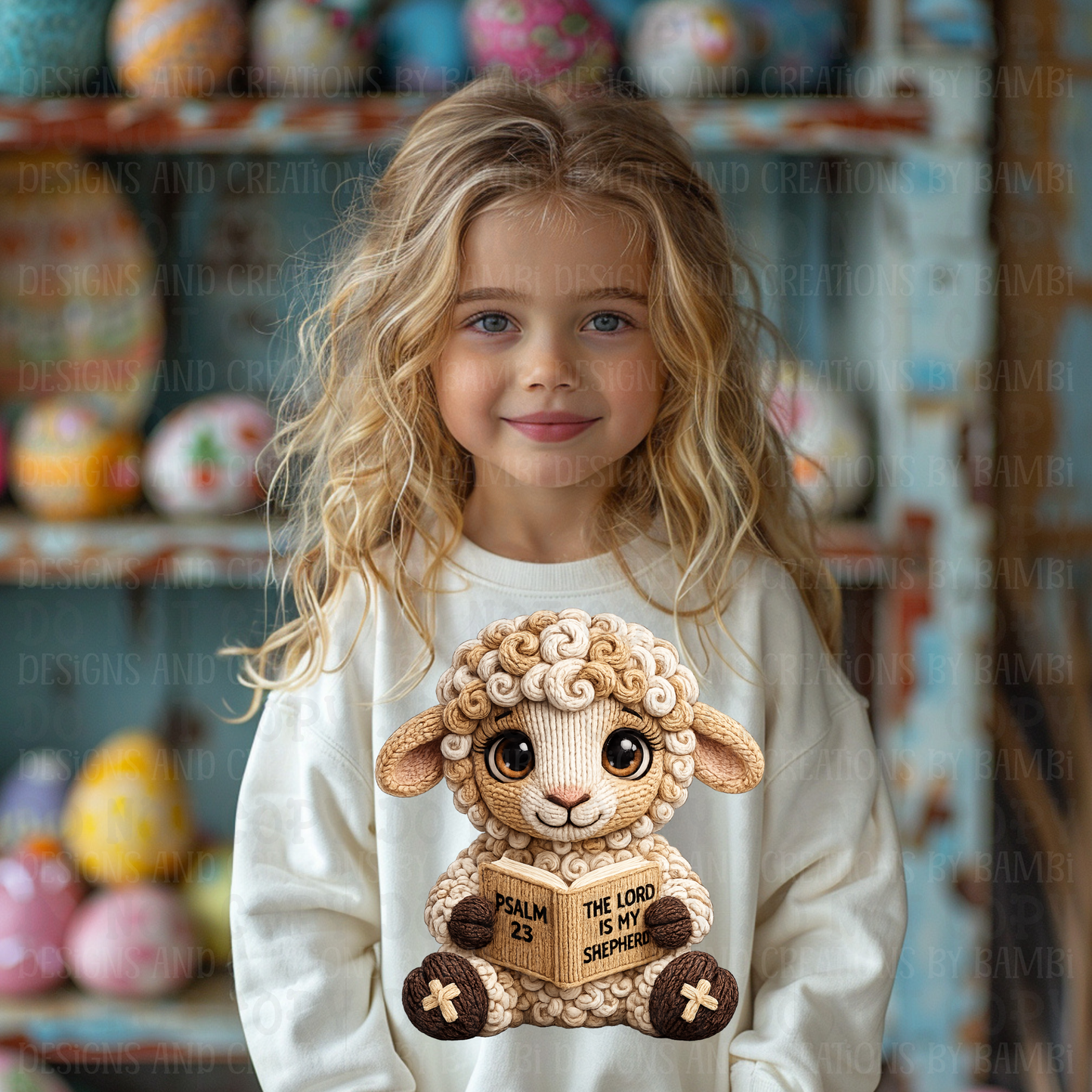 Faux Neutral Color Yarn Lamb with Psalm 23
