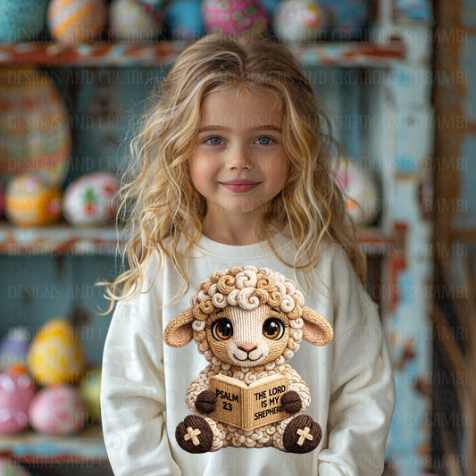 Faux Neutral Color Yarn Lamb with Psalm 23
