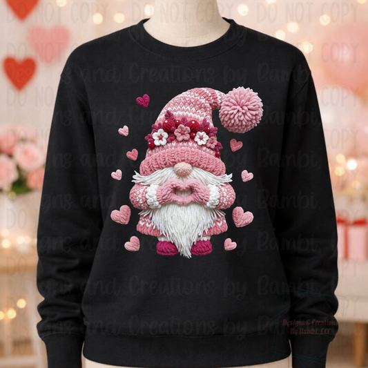 Faux Thread I Heart You Pink Gnome