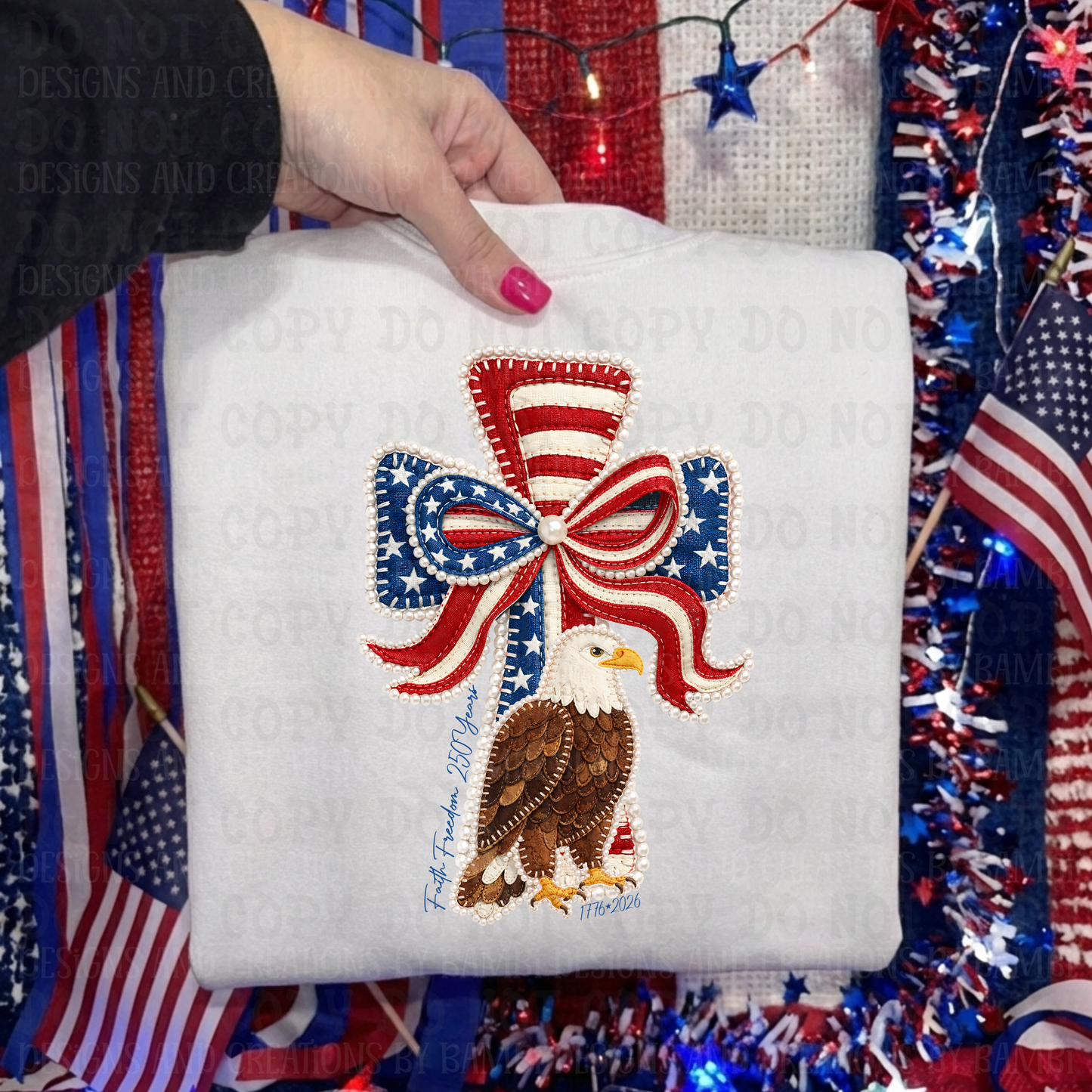 Faux Yarn Retro America Cross with Eagle