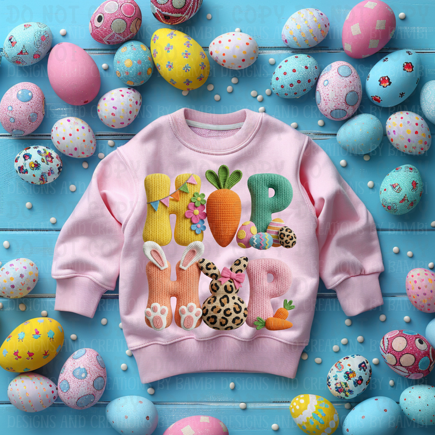 Faux Yarn Hip Hop with Leopard Bunny