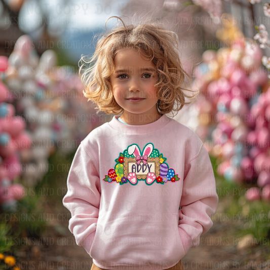 Faux Yarn Easter Bunny Personalization with Cute Easter Bunny Font