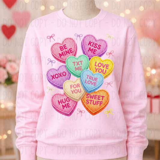 Faux Yarn Conversation Hearts