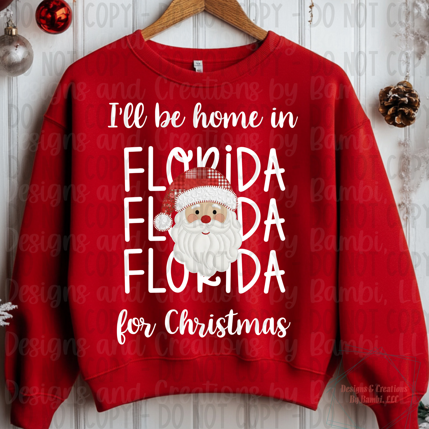 I'll Be Home in States Santa Face with White Font Digital Bundle