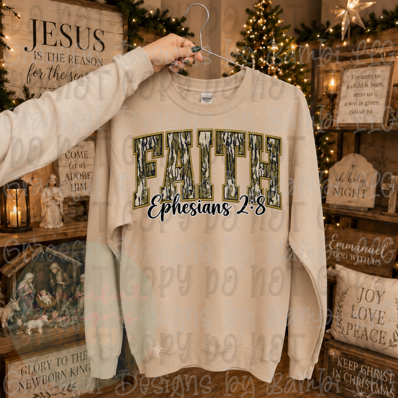 Faux Embroidery Camo Faith Words Collection