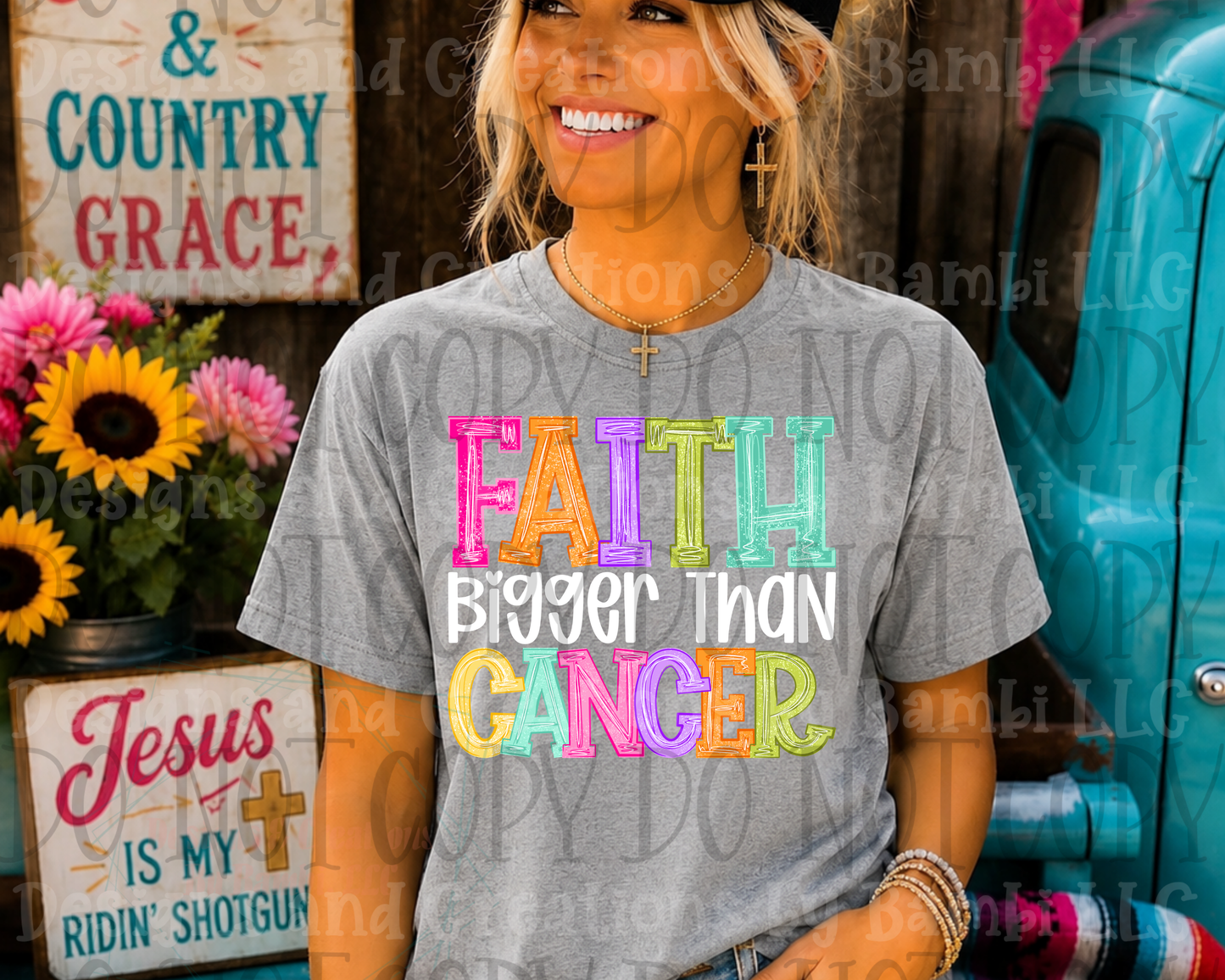 Faith Bigger Than Cancer White Font